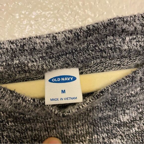 Old Navy Long puff sleeve crew neck thin Knit puff Heathered gray top -M - Picture 7 of 8